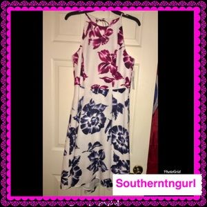 NWT MAGGY LONDON Sleeveless Halter Midi Dress
